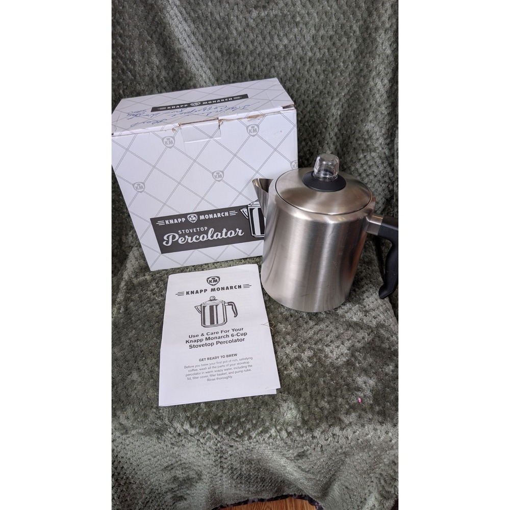 Knapp Monarch Stainless Steel Stovetop Coffee Percolator 6 Cup W/Box Cottagecore
